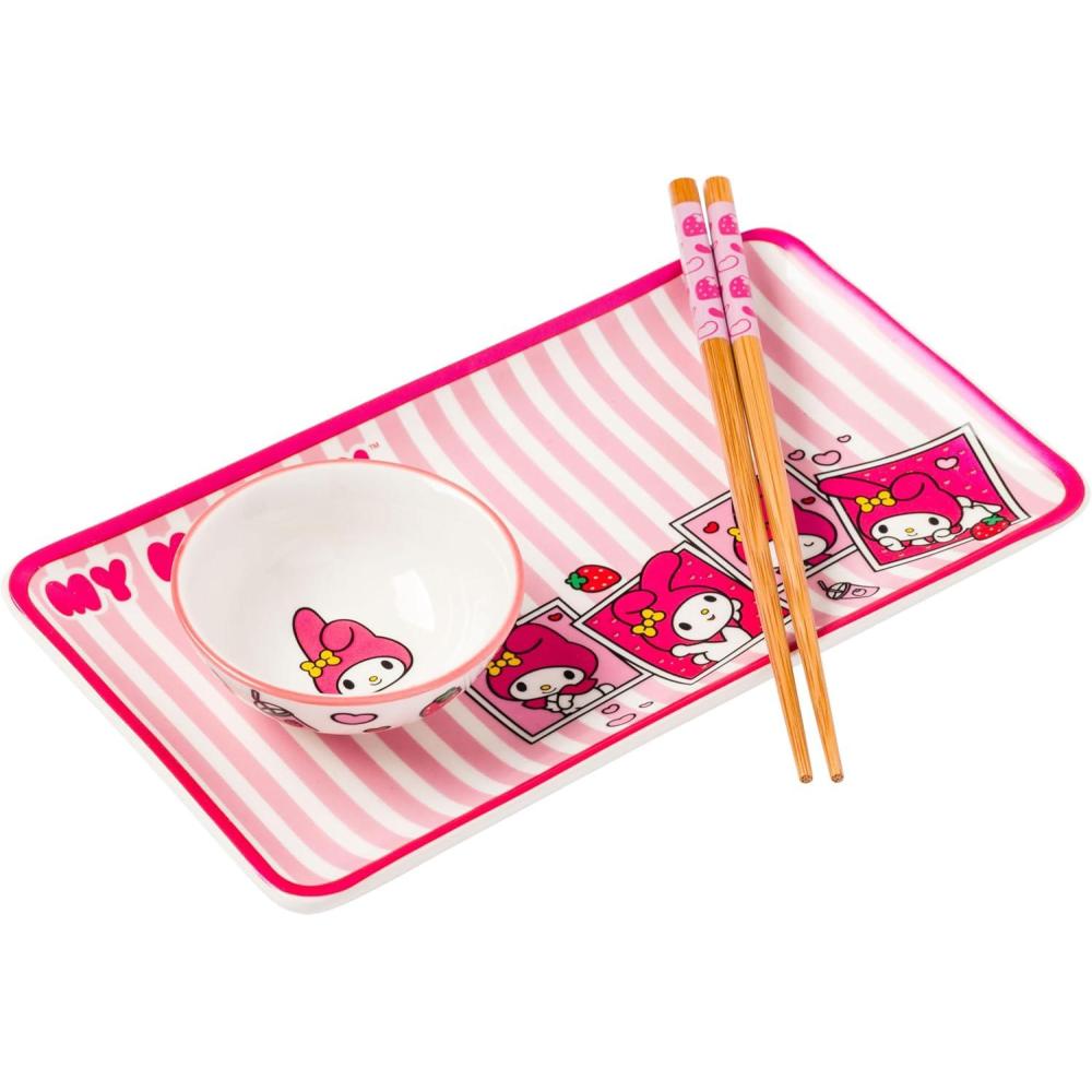 imageSilver Buffalo Rick and Morty Plant Portal Fall Ceramic Sushi Set with Dipping Sauce Dish and Matching ChopsticksPinkMulti