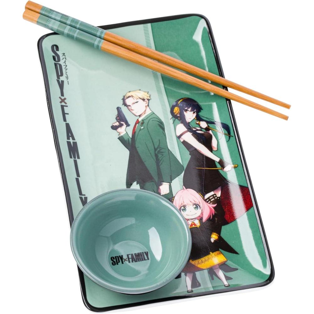 imageSilver Buffalo Rick and Morty Plant Portal Fall Ceramic Sushi Set with Dipping Sauce Dish and Matching ChopsticksSpy X Family