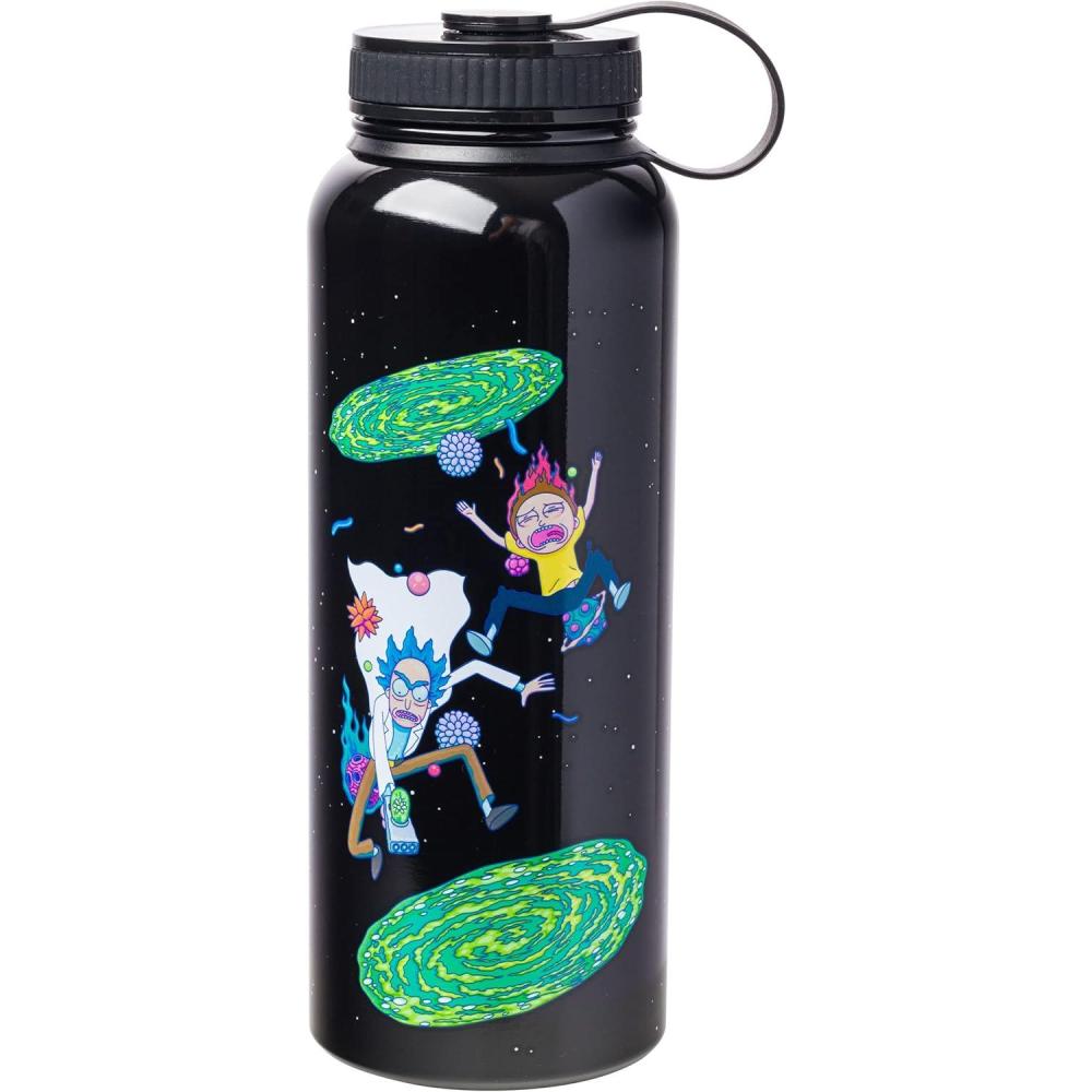imageSilver Buffalo Rick and Morty Portal Jump Stainless Steel Water Bottle With Twist Lid 42 Ounces