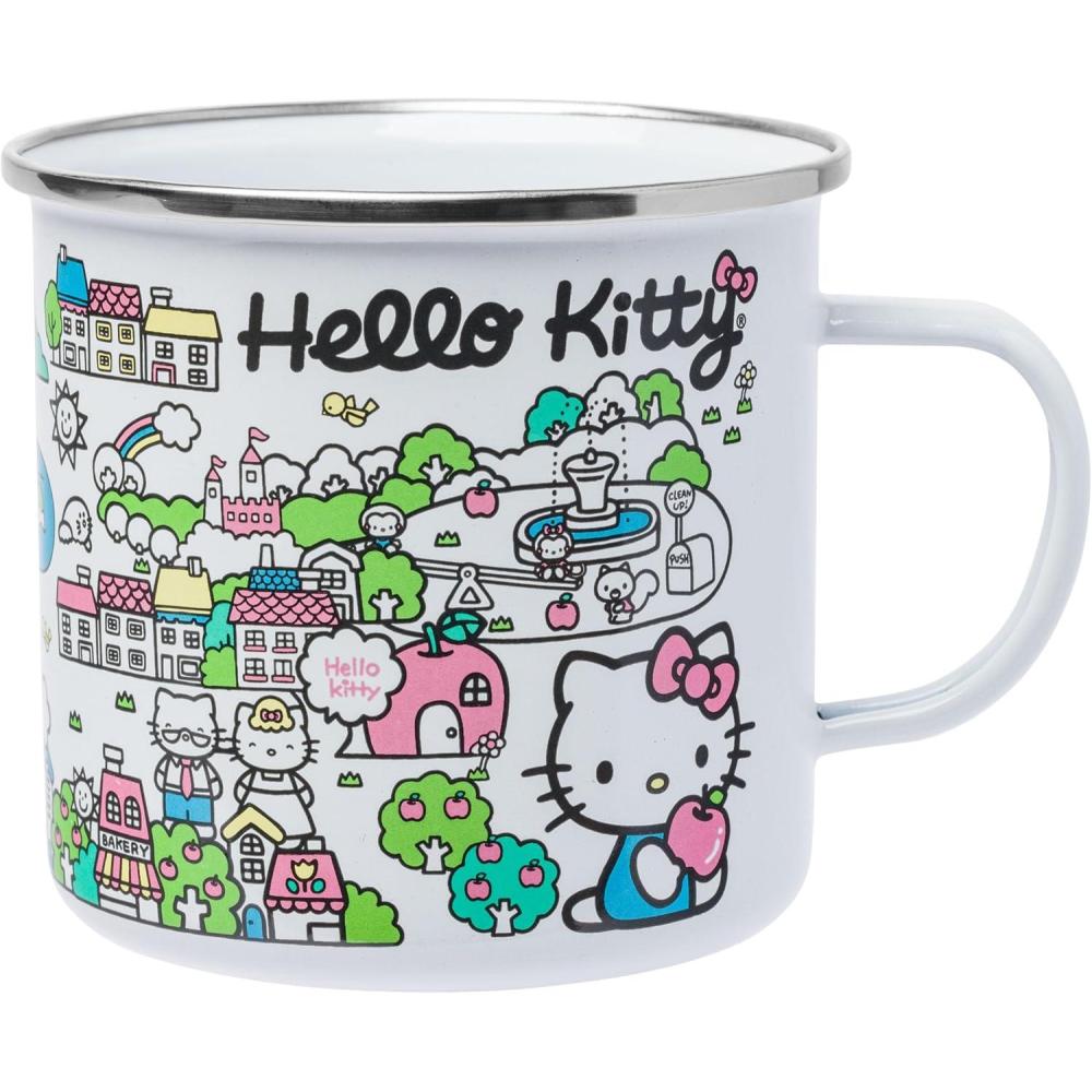 imageSilver Buffalo Sanrio Hello Kitty Destination Neighborhood Enamel Camper Mug 21 OuncesHello Kitty Neighborhood