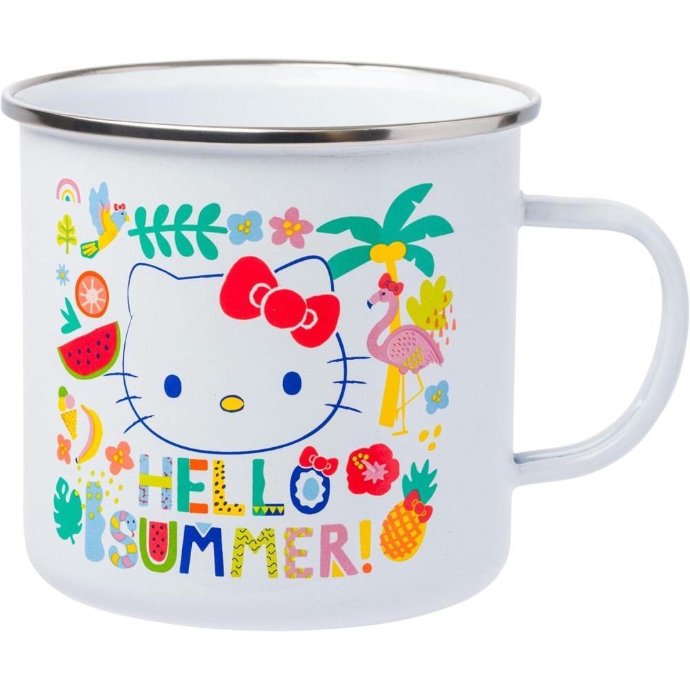 imageSilver Buffalo Sanrio Hello Kitty Destination Neighborhood Enamel Camper Mug 21 OuncesHello Kitty Summer Tropical