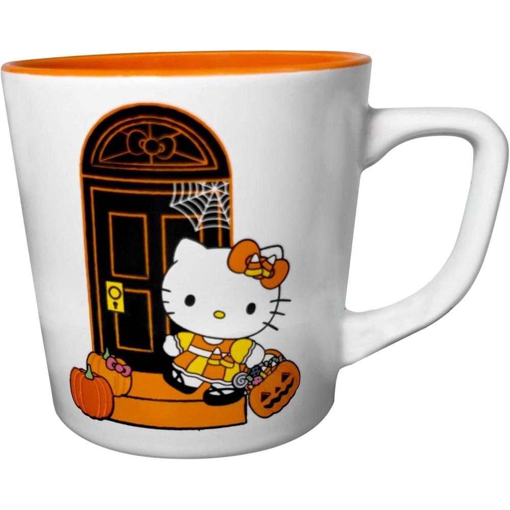 imageSilver Buffalo Sanrio Hello Kitty Spooky Halloween Glass Coffee Mug 175 ouncesHello Kitty Happy Halloween Doorstep
