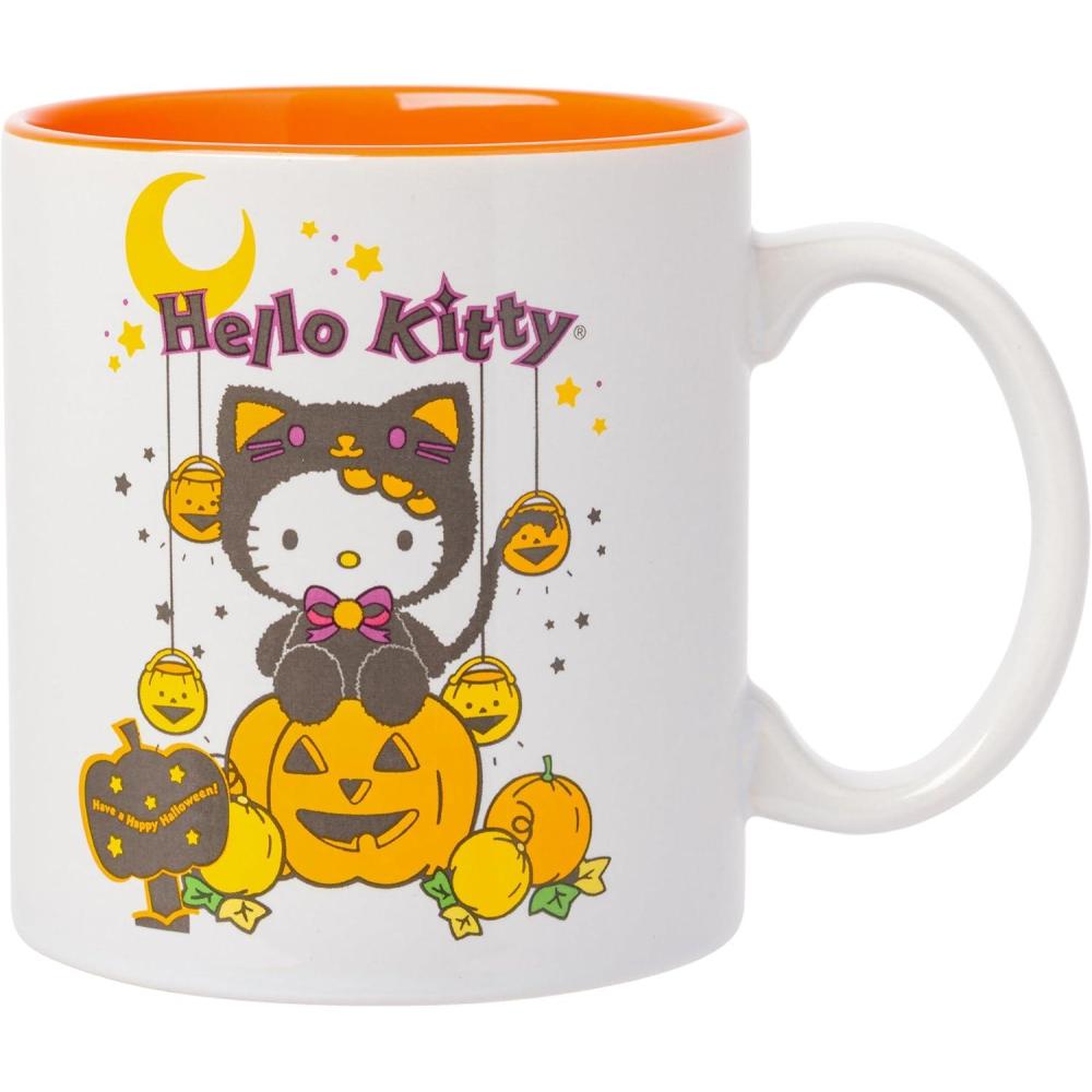 imageSilver Buffalo Sanrio Hello Kitty Spooky Halloween Glass Coffee Mug 175 ouncesSanrio Hello Kitty Halloween Themed
