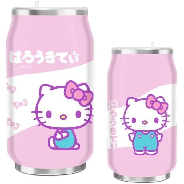 imageSilver Buffalo Sanrio Hello Kitty Stainless Steel Double Wall Can Shape Cup 118 Ounces