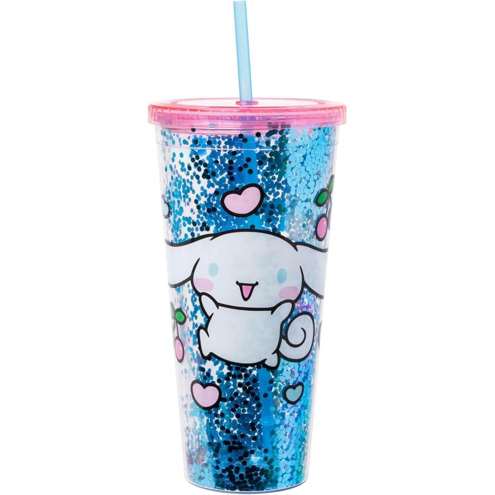 imageSilver Buffalo Sanrio Hello Kitty Zodiac Signs Iridescent Double Walled Tritan Water Bottle 18 OuncesCinnamoroll Cherries and Hearts Big