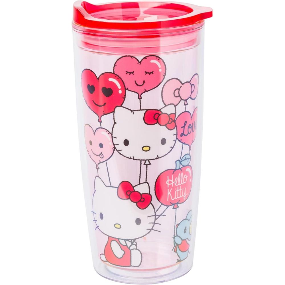 imageSilver Buffalo Sanrio Hello Kitty Zodiac Signs Iridescent Double Walled Tritan Water Bottle 18 OuncesHello Kitty Love is in the Air