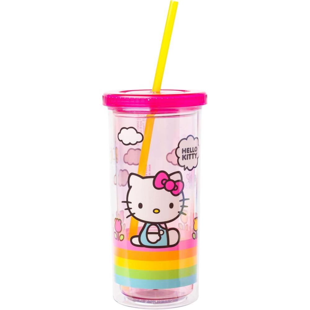 imageSilver Buffalo Sanrio Hello Kitty Zodiac Signs Iridescent Double Walled Tritan Water Bottle 18 OuncesHello Kitty Spring and Summer