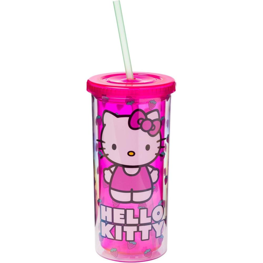 imageSilver Buffalo Sanrio Hello Kitty Zodiac Signs Iridescent Double Walled Tritan Water Bottle 18 OuncesHello Kitty Strawberries