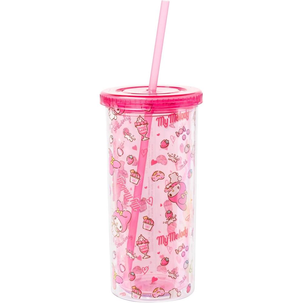 imageSilver Buffalo Sanrio Hello Kitty Zodiac Signs Iridescent Double Walled Tritan Water Bottle 18 OuncesMy Melody Strawberry Love