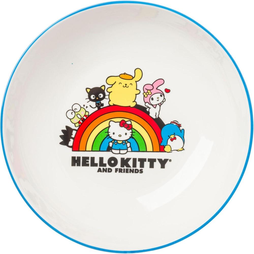 imageSilver Buffalo Sanrio Hello Kitty and Friends Featuring BadtzMaru Pompompurin Keroppi My Melody Tuxedo Sam and Chococat Ceramic Dinner Pasta Bowl 9 inches