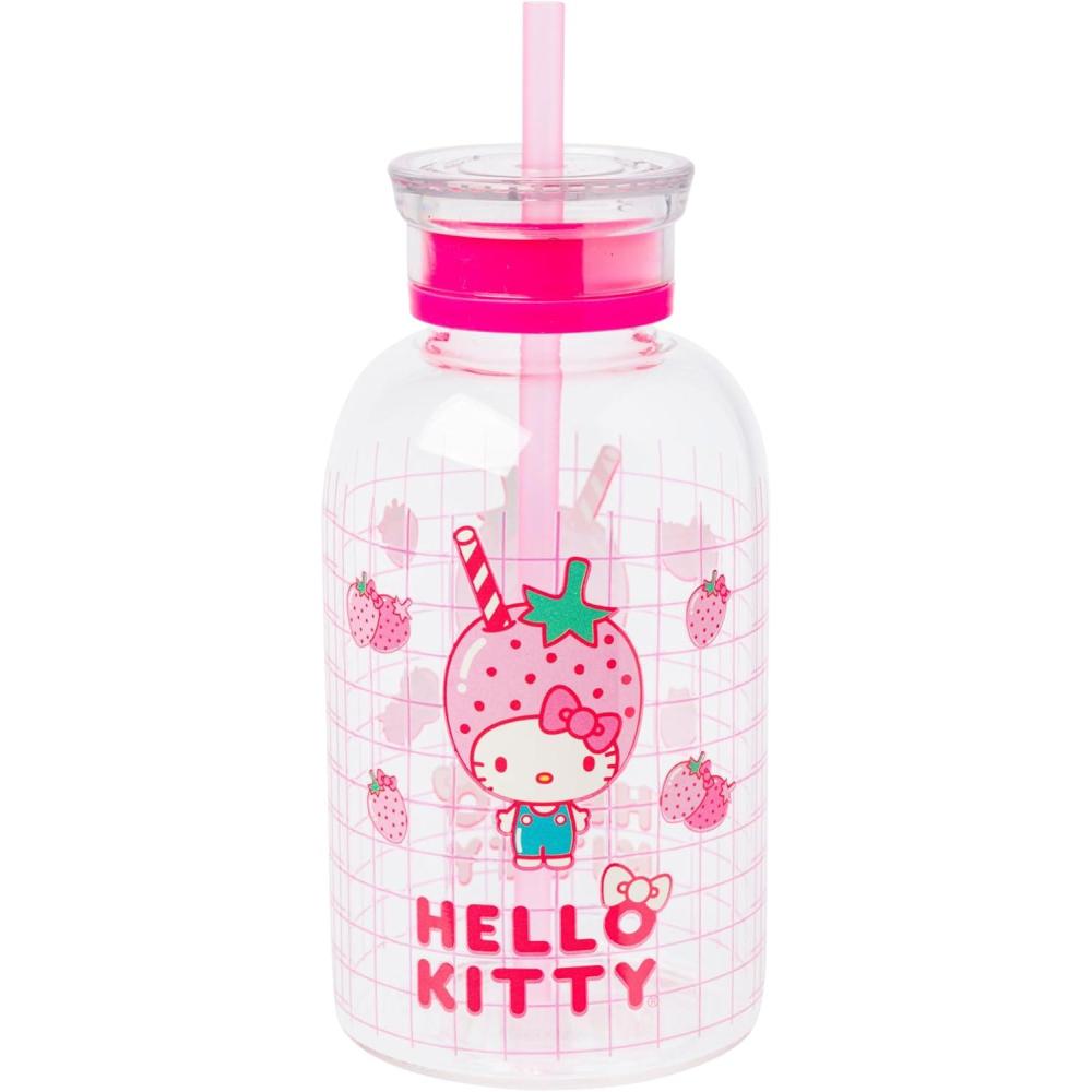 imageSilver Buffalo Sanrio Hello Kitty and Friends Featuring Cinnamoroll and Strawberries Plastic Pink Milk Carton Pitcher Bottle 162 OuncesHello Kitty Strawberry Milk