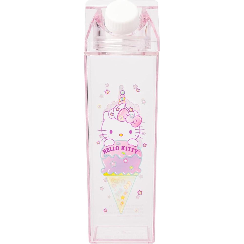 imageSilver Buffalo Sanrio Hello Kitty and Friends Featuring Cinnamoroll and Strawberries Plastic Pink Milk Carton Pitcher Bottle 162 OuncesHello Kitty Unicorn Ice Cream