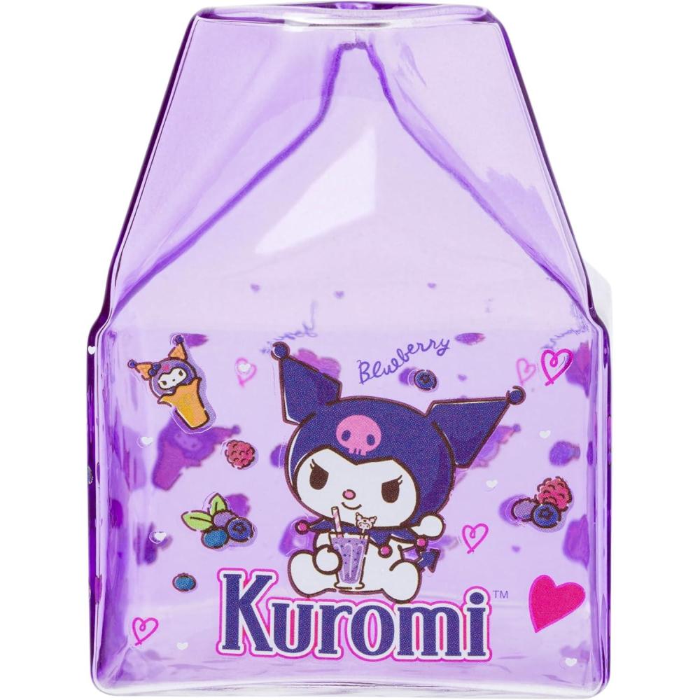 imageSilver Buffalo Sanrio Hello Kitty and Friends Featuring Cinnamoroll and Strawberries Plastic Pink Milk Carton Pitcher Bottle 162 OuncesKuromi Blueberry
