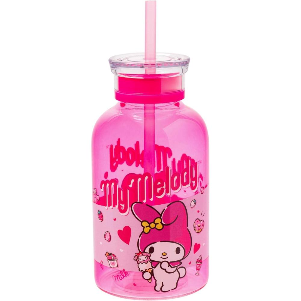 imageSilver Buffalo Sanrio Hello Kitty and Friends Featuring Cinnamoroll and Strawberries Plastic Pink Milk Carton Pitcher Bottle 162 OuncesMy Melody Strawberry Sweets