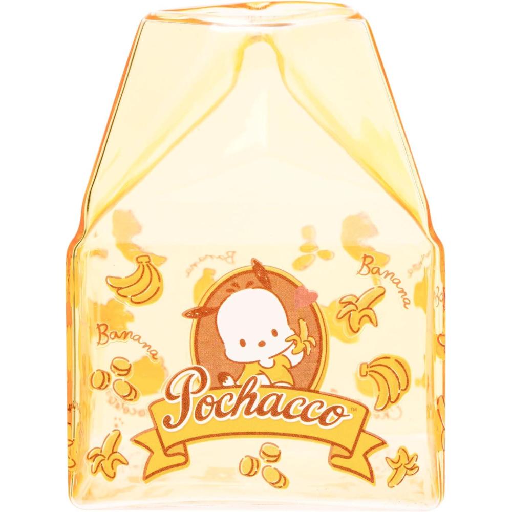 imageSilver Buffalo Sanrio Hello Kitty and Friends Featuring Cinnamoroll and Strawberries Plastic Pink Milk Carton Pitcher Bottle 162 OuncesPochacco Bananas Yellow