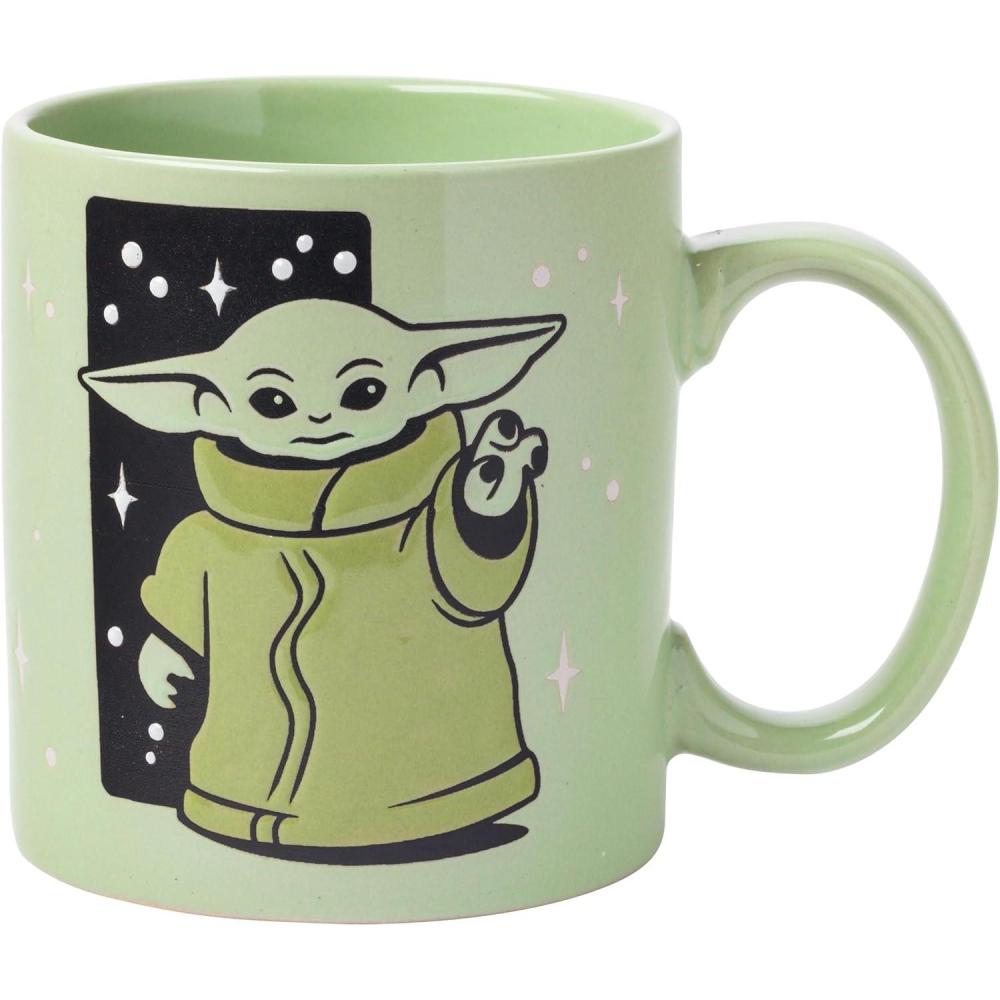 imageSilver Buffalo Star Wars The Coffee is Strong In This One Ceramic CamperStyle Coffee Mug 20OuncesMandalorian Child Stars Wax Resist