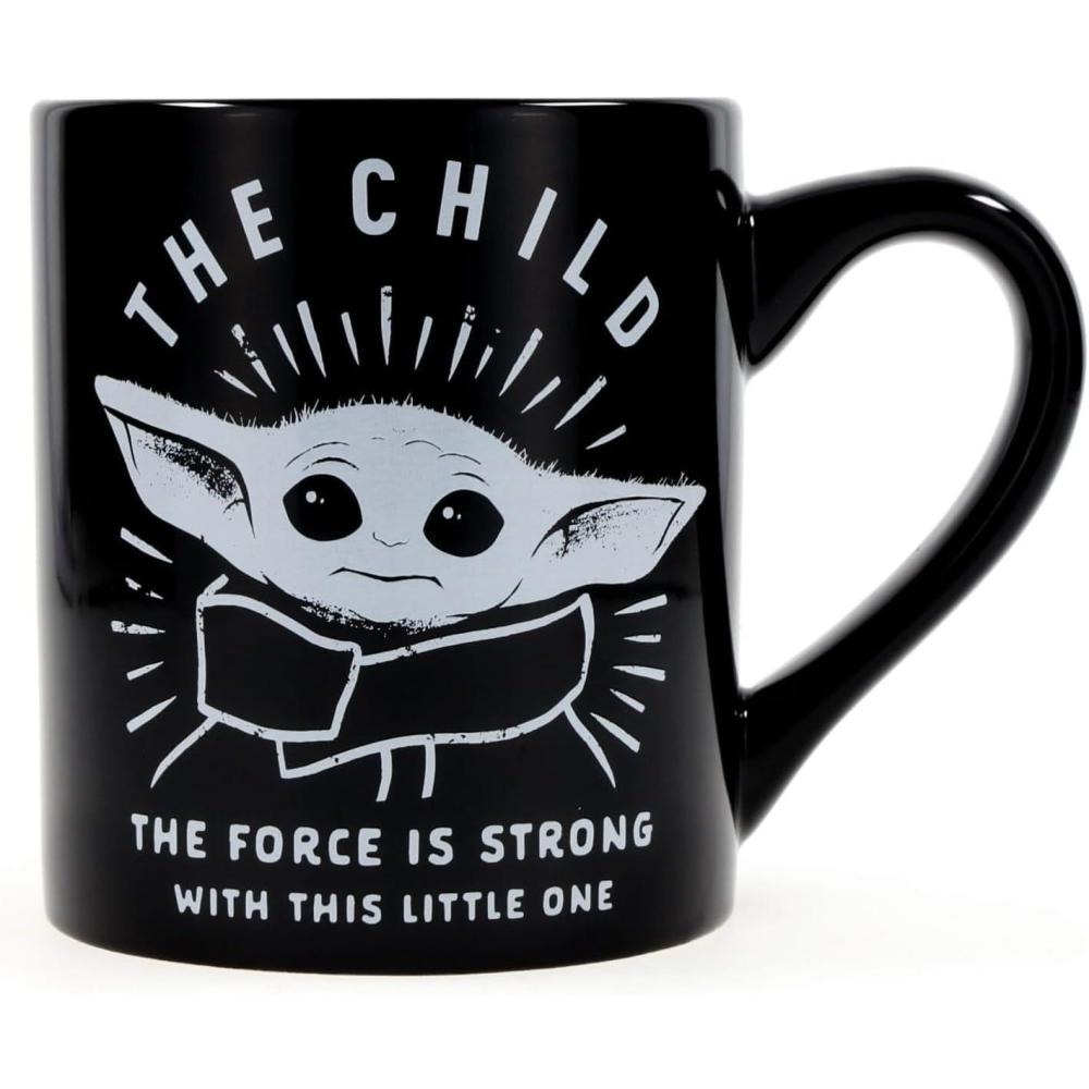 imageSilver Buffalo Star Wars The Coffee is Strong In This One Ceramic CamperStyle Coffee Mug 20OuncesMandalorian Force is Strong