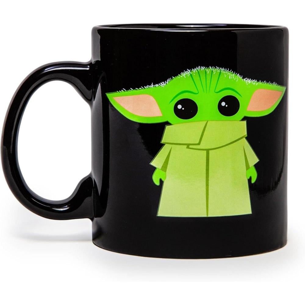 imageSilver Buffalo Star Wars The Coffee is Strong In This One Ceramic CamperStyle Coffee Mug 20OuncesThe Child StandsBlack