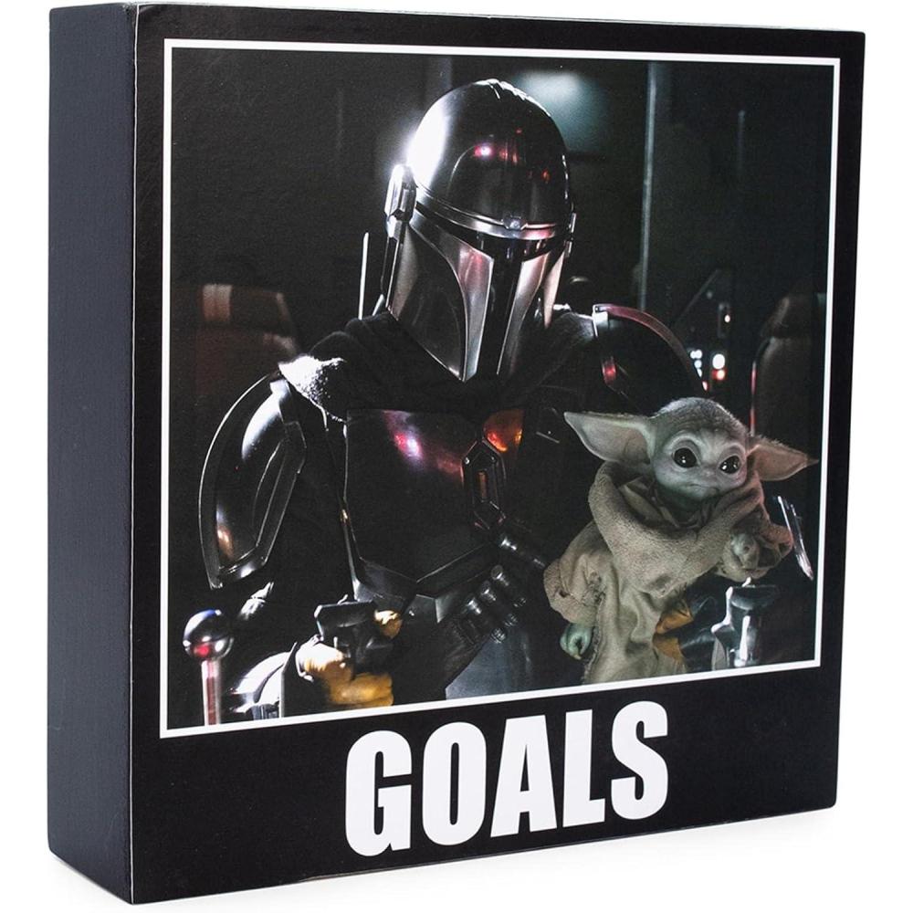 imageSilver Buffalo Star Wars the Mandalorian Goals 6quot x 6quot x 15quot Box Wall Sign