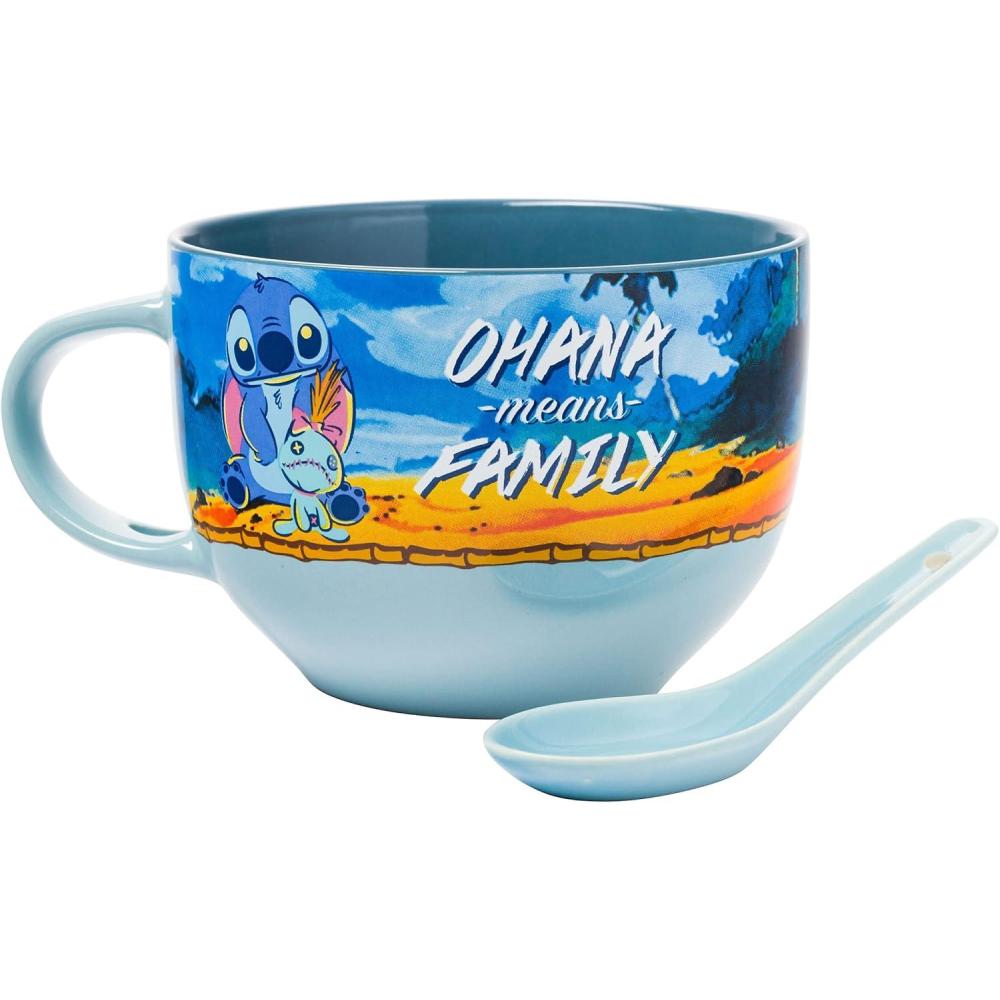 imageSilver Buffalo Stitch and Scrump Ohana Means Family Boxed Ceramic Soup Mug Spoon Set 24 Ounces