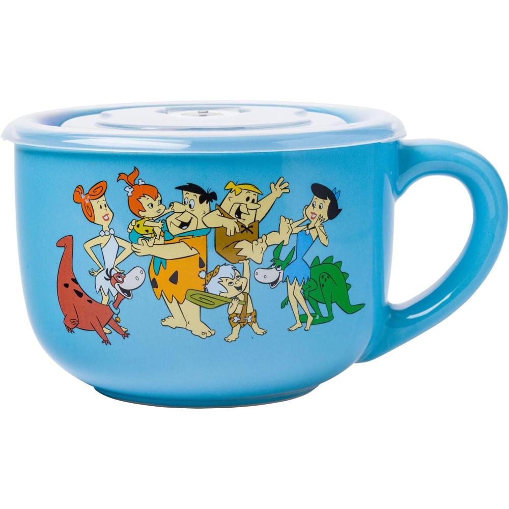 imageSilver Buffalo The Office Title Sign Ceramic Soup Mug With Vented Plastic Lid 24 OuncesThe Flintstones