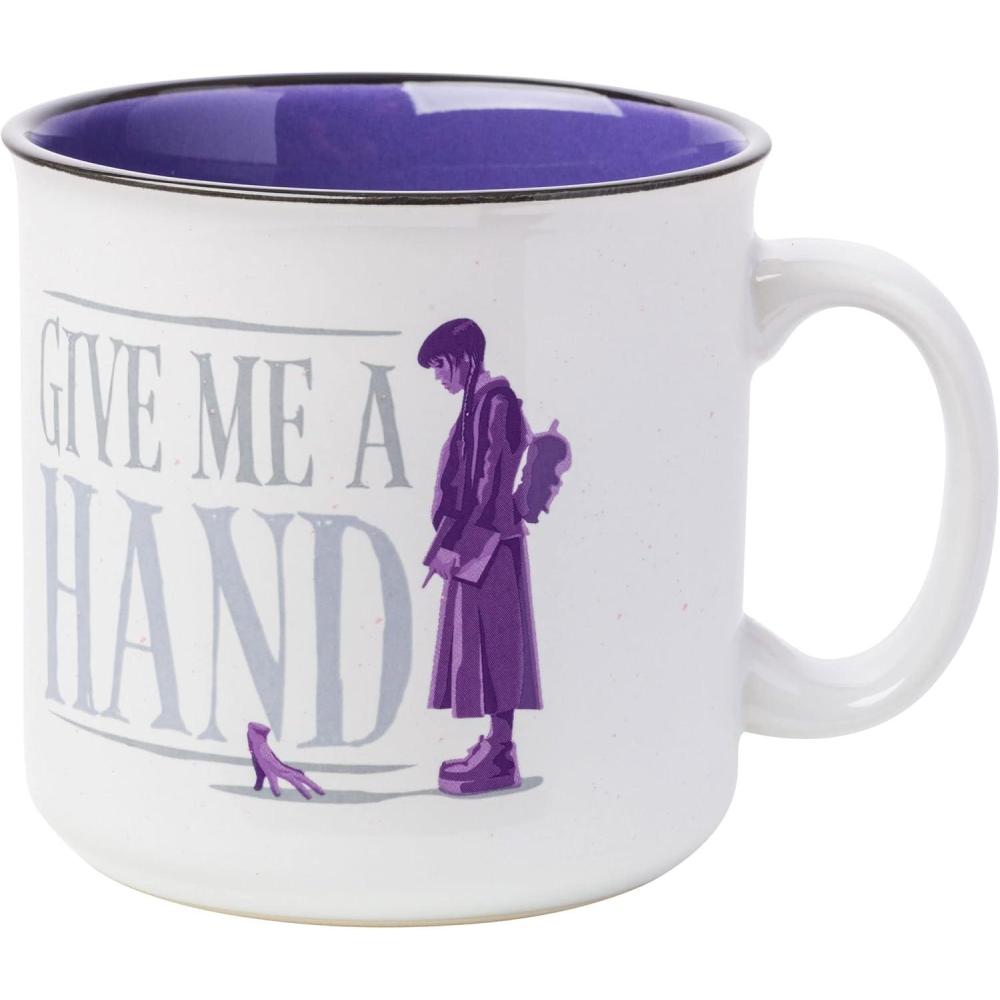 imageSilver Buffalo Wednesday Addams Give Me a Hand Ceramic Camper Mug 20 OuncesWednesday Give Me a Hand