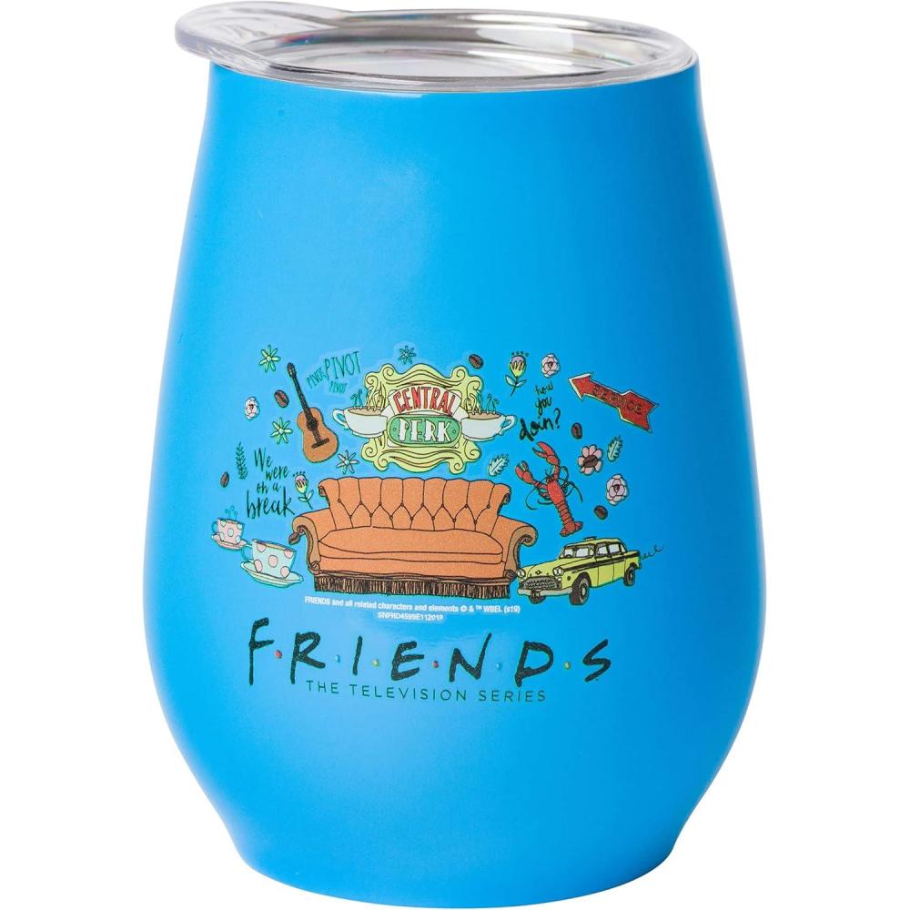 imageSilver Buffalo Winnie The Pooh Up and Away Double Wall Stainless Steel Stemless Tumbler wLid 10OuncesFriends Multi Doodle Icons
