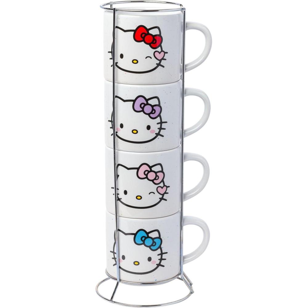 imageSilver Buffalo Winnie the Pooh 100 Acre Wood Destination 4Pack Ceramic Mug Stack 10OuncesKitty Multi Faces
