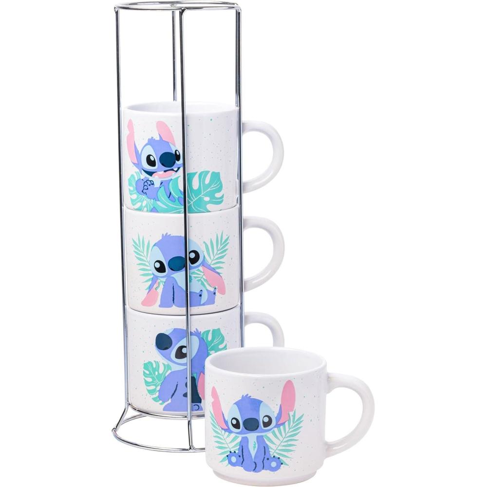 imageSilver Buffalo Winnie the Pooh 100 Acre Wood Destination 4Pack Ceramic Mug Stack 10OuncesLilo and Stitch