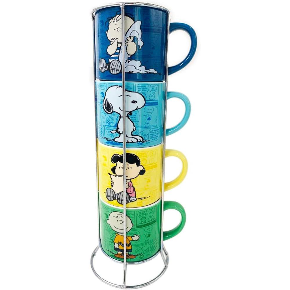 imageSilver Buffalo Winnie the Pooh 100 Acre Wood Destination 4Pack Ceramic Mug Stack 10OuncesPeanuts Comic Strip