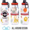 Silver Buffalo Bratz Airbrush Featuring Yasmin, Sasha, Jade, and Cloe Twist Spout Plastic Water Bottle with Stickers You Stick Yourself, 32 Ounces(Pokemon Trainer)