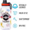 Silver Buffalo Bratz Airbrush Featuring Yasmin, Sasha, Jade, and Cloe Twist Spout Plastic Water Bottle with Stickers You Stick Yourself, 32 Ounces(Pokemon Trainer)