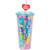 Silver Buffalo Care Bears Featuring Cheer, Share, Wish, Good Luck, Funshine, Grumpy, Friend, Bedtime, Harmony, and Love-A-Lot Plastic Cold Cup with Lid and Topper Straw, 24 Ounces