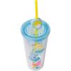 Silver Buffalo Care Bears Featuring Funshine Bear, Grumpy Bear, and Love-a-Lot Bear Glitter Plastic Cold Cup with Lid and Straw Topper, 24 Ounces