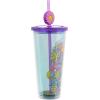 Silver Buffalo Care Bears Groovy “Love That For You” Featuring Grumpy Bear and Harmony Bear Glitter Plastic Cold Cup with Lid and Straw Topper, 24 Ounces