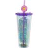 Silver Buffalo Care Bears Groovy “Love That For You” Featuring Grumpy Bear and Harmony Bear Glitter Plastic Cold Cup with Lid and Straw Topper, 24 Ounces