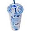 Silver Buffalo Care Bears Grumpy Bear Glitter Plastic Cold Cup with Lid and Straw Topper, 24 Ounces
