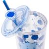 Silver Buffalo Care Bears Grumpy Bear Glitter Plastic Cold Cup with Lid and Straw Topper, 24 Ounces