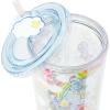 Silver Buffalo Care Bears Rainbow Hearts Stars Featuring Cheer Bear, Bedtime Bear, Funshine Bear, and Share Bear Watercolor Plastic Cold Cup with Lid and Straw Topper, 24 Ounces