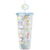 Silver Buffalo Care Bears Rainbow Hearts Stars Featuring Cheer Bear, Bedtime Bear, Funshine Bear, and Share Bear Watercolor Plastic Cold Cup with Lid and Straw Topper, 24 Ounces