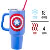 Silver Buffalo Chucky Wanna Play Stainless Steel Tumbler with Handle and Straw, Fits in Standard Cup Holder, 40 Ounces(Captain America)