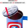 Silver Buffalo Chucky Wanna Play Stainless Steel Tumbler with Handle and Straw, Fits in Standard Cup Holder, 40 Ounces(Captain America)