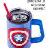 Silver Buffalo Chucky Wanna Play Stainless Steel Tumbler with Handle and Straw, Fits in Standard Cup Holder, 40 Ounces(Captain America)