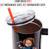 Silver Buffalo Chucky Wanna Play Stainless Steel Tumbler with Handle and Straw, Fits in Standard Cup Holder, 40 Ounces(Chucky Wanna Play Spooky Scary)