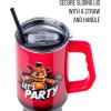 Silver Buffalo Chucky Wanna Play Stainless Steel Tumbler with Handle and Straw, Fits in Standard Cup Holder, 40 Ounces(Five Nights at Freddy’s Let’s Party)