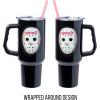 Silver Buffalo Chucky Wanna Play Stainless Steel Tumbler with Handle and Straw, Fits in Standard Cup Holder, 40 Ounces(Friday the 13th Hockey Mask)