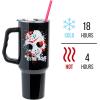 Silver Buffalo Chucky Wanna Play Stainless Steel Tumbler with Handle and Straw, Fits in Standard Cup Holder, 40 Ounces(Friday the 13th Splatter)