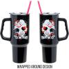 Silver Buffalo Chucky Wanna Play Stainless Steel Tumbler with Handle and Straw, Fits in Standard Cup Holder, 40 Ounces(Friday the 13th Splatter)