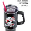 Silver Buffalo Chucky Wanna Play Stainless Steel Tumbler with Handle and Straw, Fits in Standard Cup Holder, 40 Ounces(Friday the 13th Splatter)