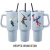Silver Buffalo Chucky Wanna Play Stainless Steel Tumbler with Handle and Straw, Fits in Standard Cup Holder, 40 Ounces(Into the Spider-Verse)